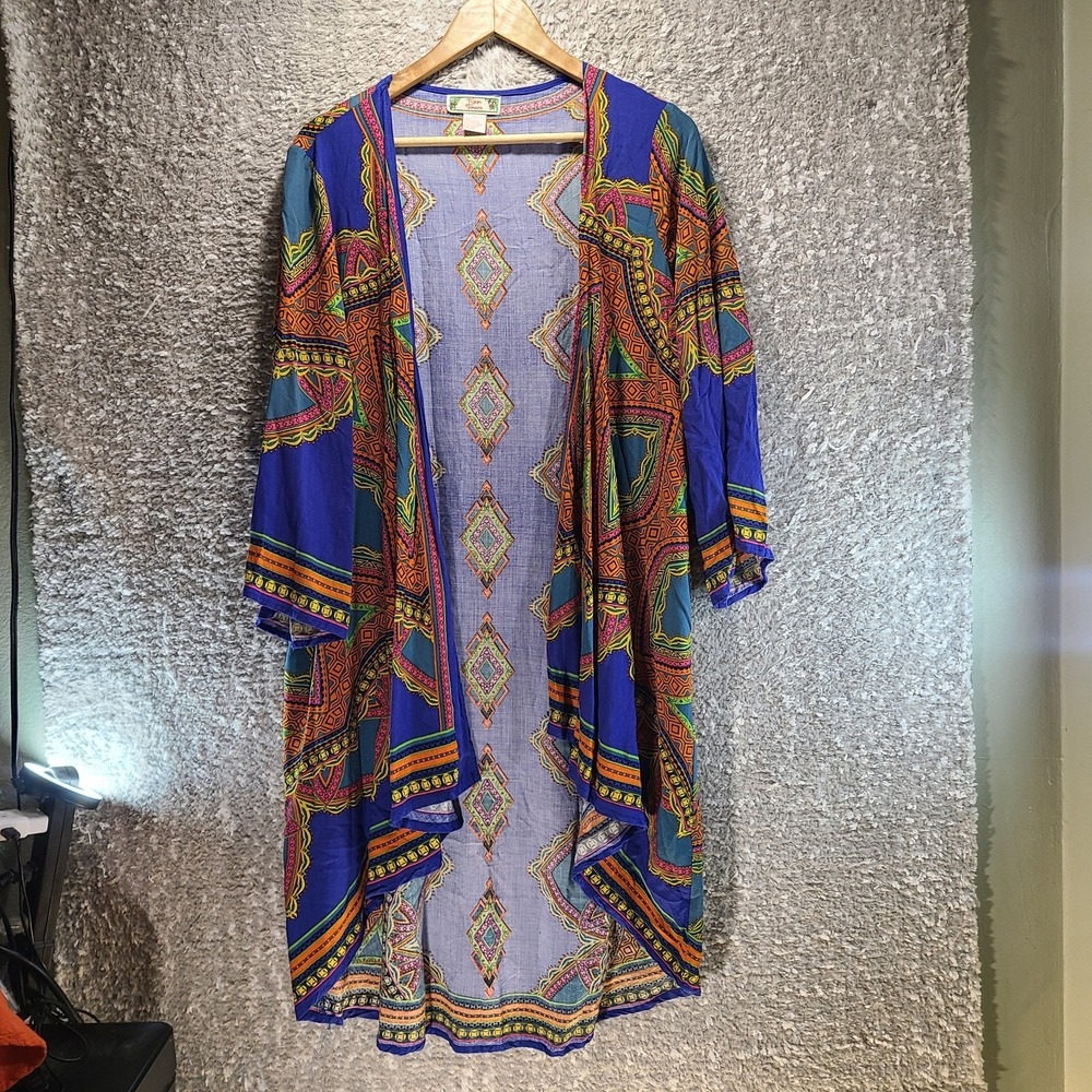 Flying Tomato Aztec Print Open Front Kimono Boho‎ Lightweight Women L Vacation